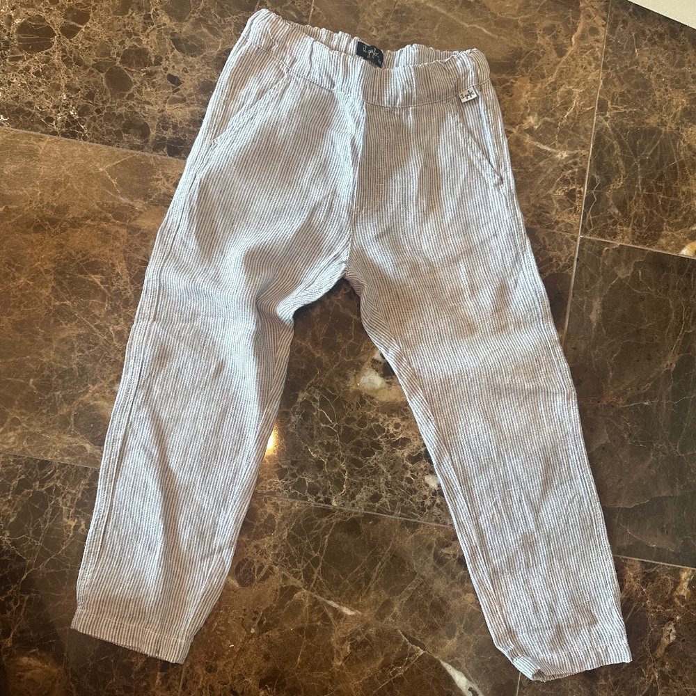 Il gufo boys linen stripe pant size 6